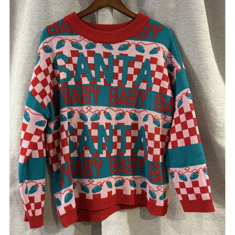 Women's Grayson Threads Santa Baby Graphic Christmas Winter Sweater Size Large